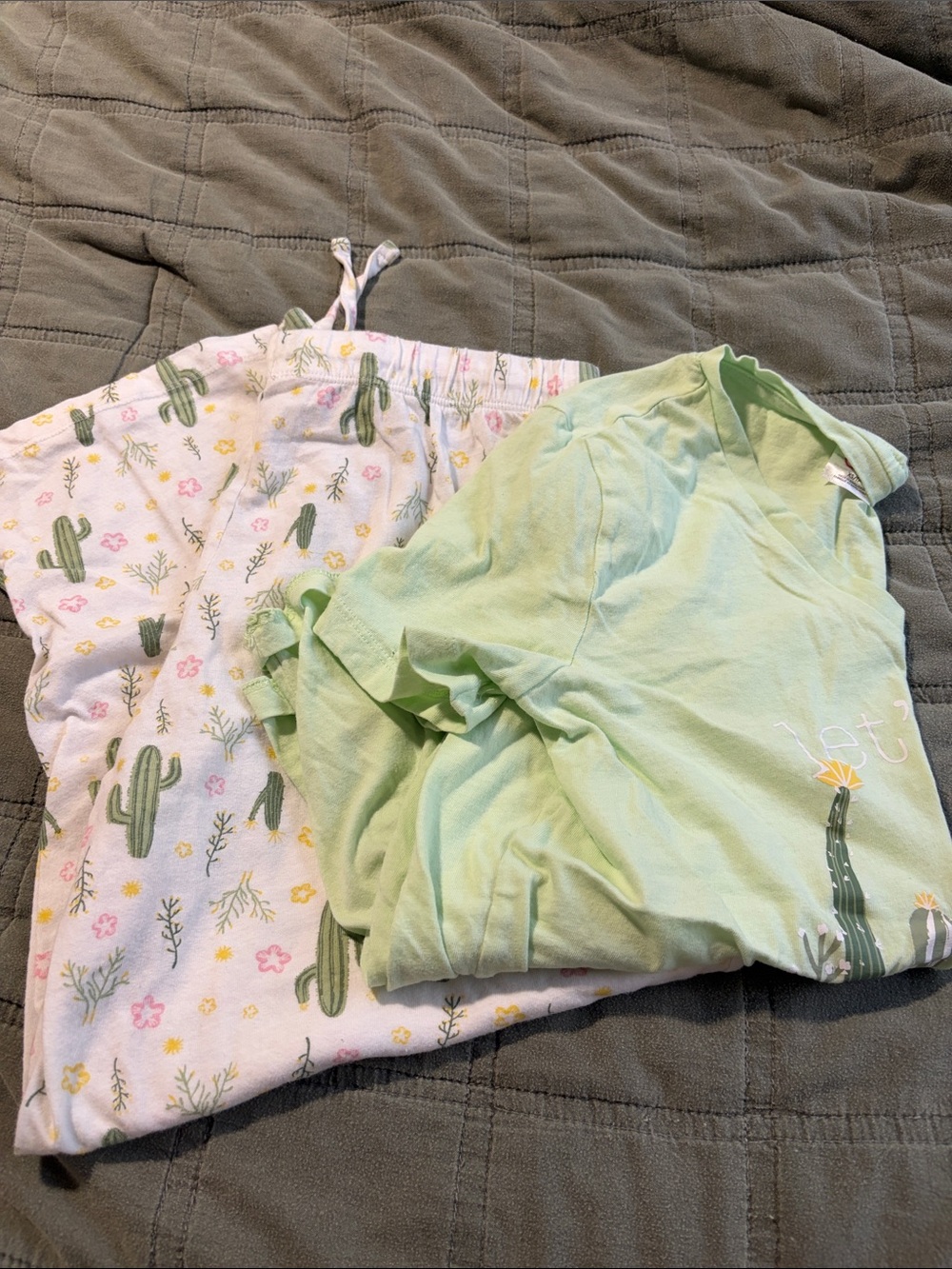 La Vie En Rose Mint Green Cactus Print Pajama Set